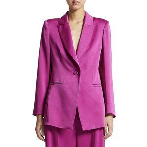 MARELLA Carrara Semi Fitted Satin Blazer in Fuchsia Purple - Size US 8